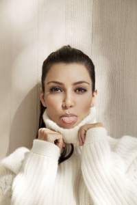 Kim Kardashian wearing white sweater dress (3)